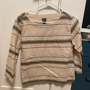 Patagonia Off White Blouse Striped boho natural neutral